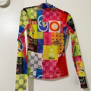 Multi-colored see-through “faux designer” top